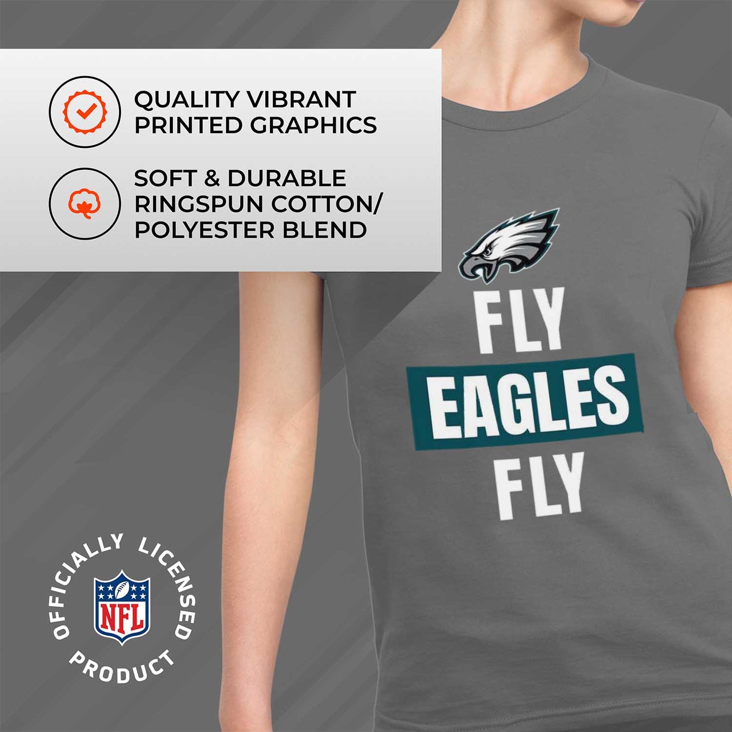 Philadelphia Eagles NFL Womens Team Slogan Short Sleeve Tshirt - Sport Gray