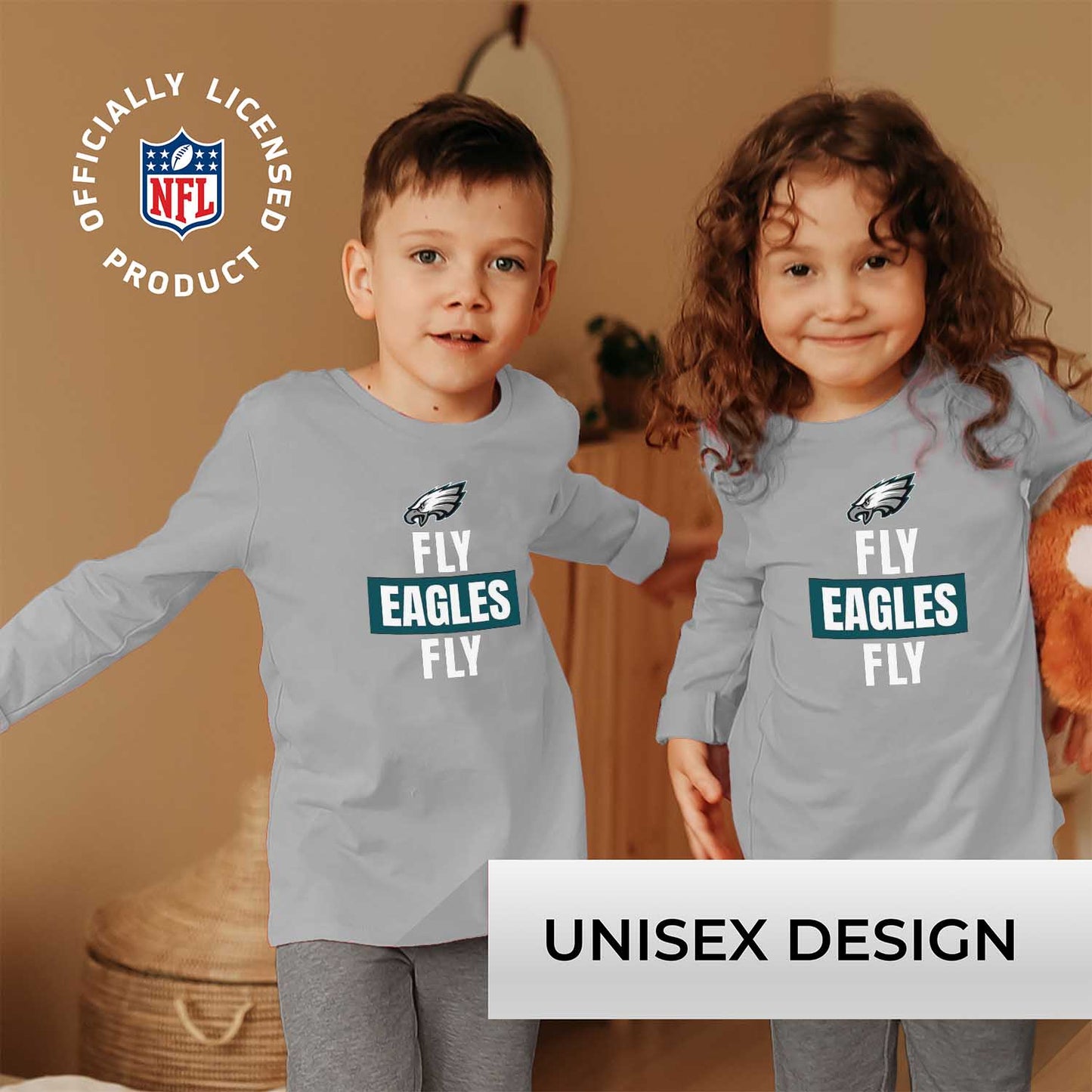 Philadelphia Eagles NFL Youth Team Slogan Long Sleeve Shirt - Gray