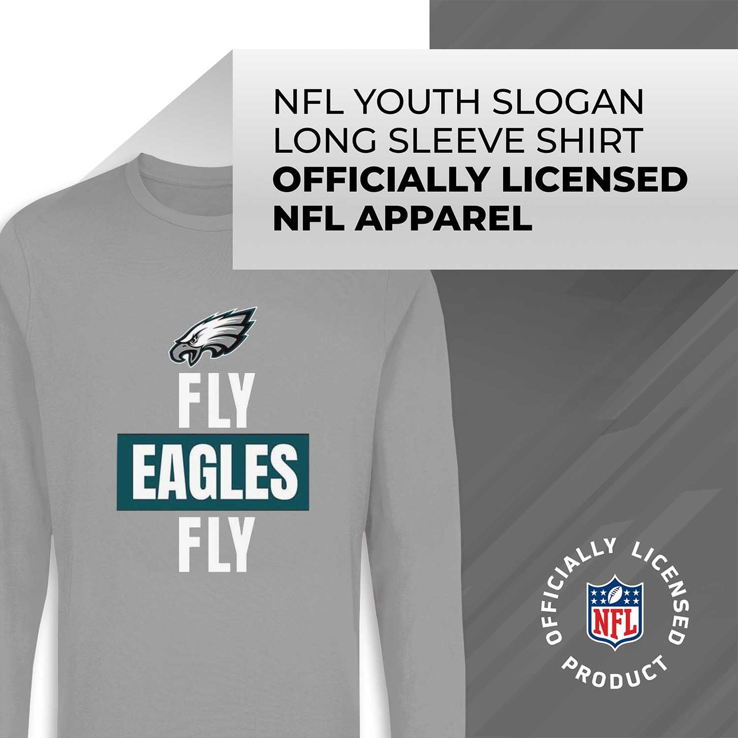 Philadelphia Eagles NFL Youth Team Slogan Long Sleeve Shirt - Gray