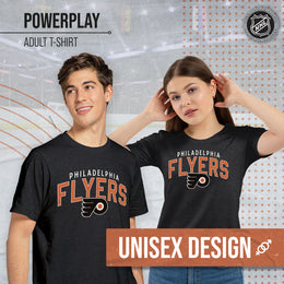 Philadelphia Flyers NHL Adult Powerplay Heathered Unisex T-Shirt - Black Heather