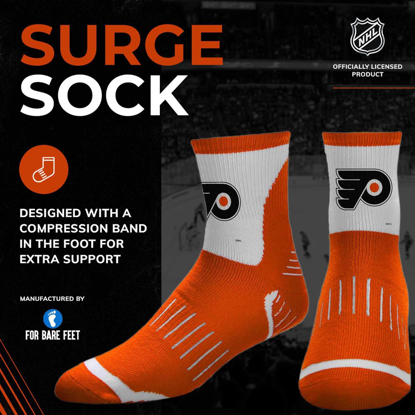 Philadelphia Flyers NHL Youth Surge Socks - Orange