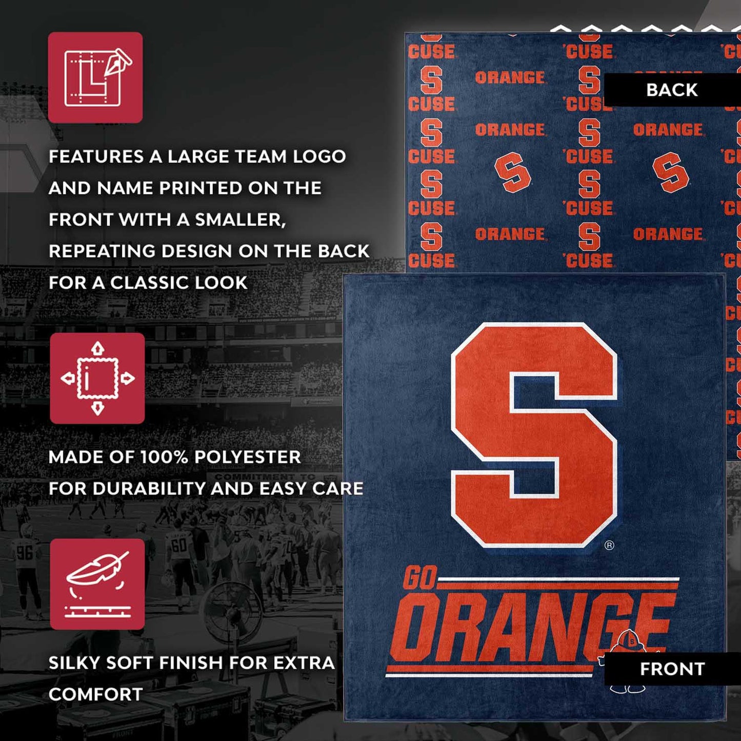 Syracuse Orange NCAA Double Sided Blanket - Navy