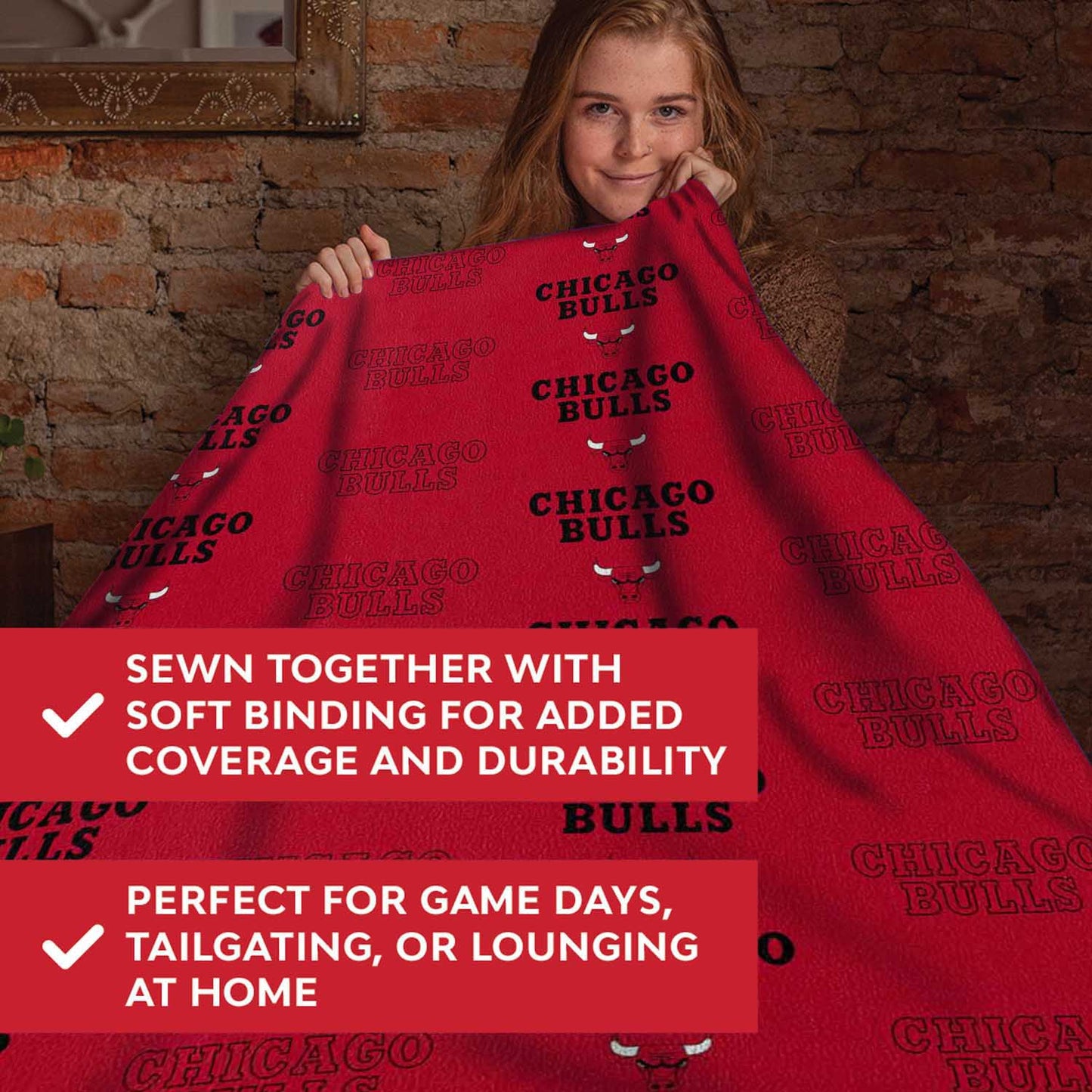 Chicago Bulls NBA Double Sided Blanket - Red