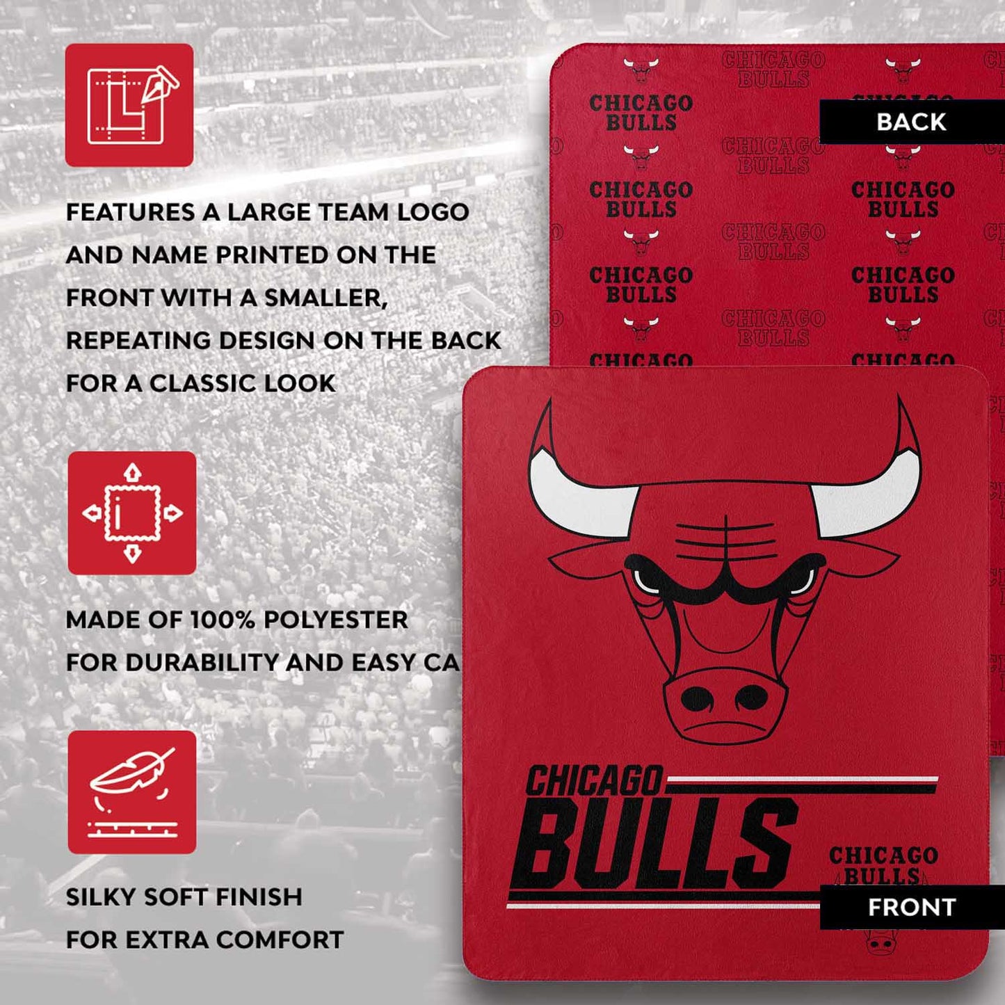 Chicago Bulls NBA Double Sided Blanket - Red