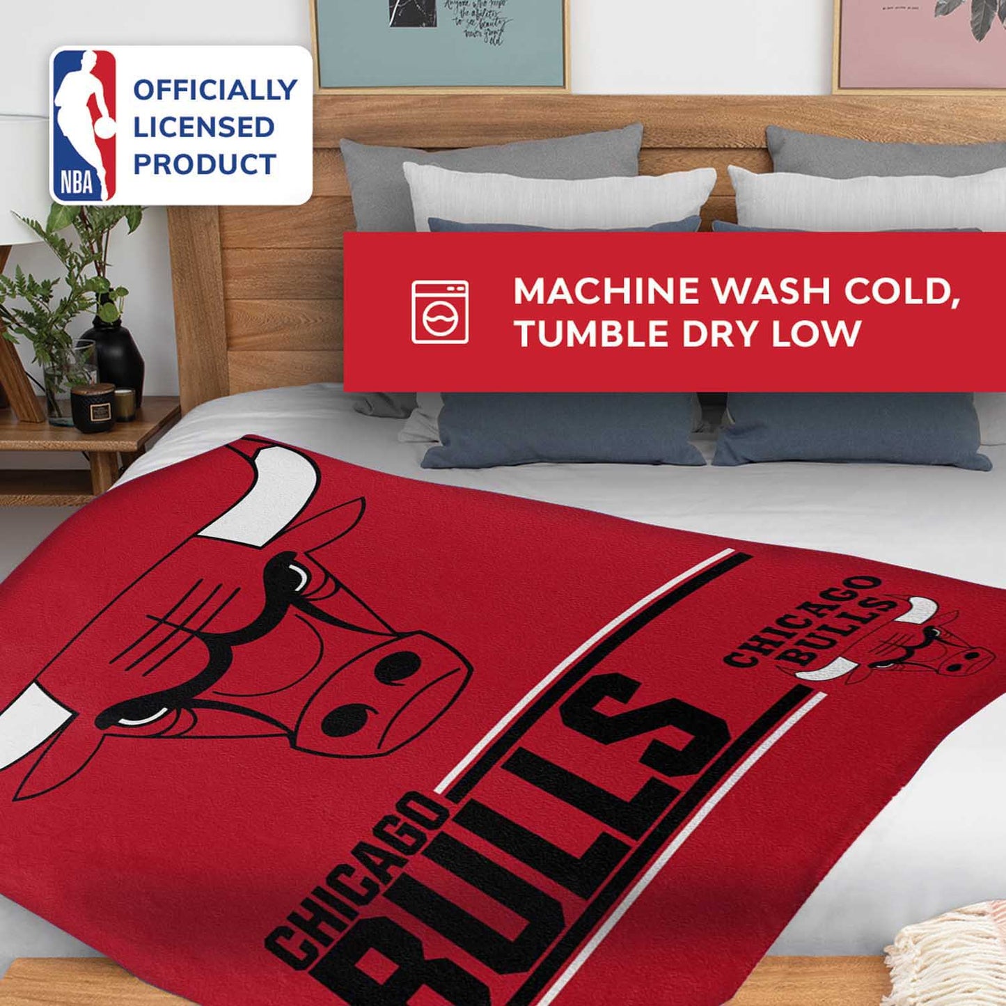Chicago Bulls NBA Double Sided Blanket - Red