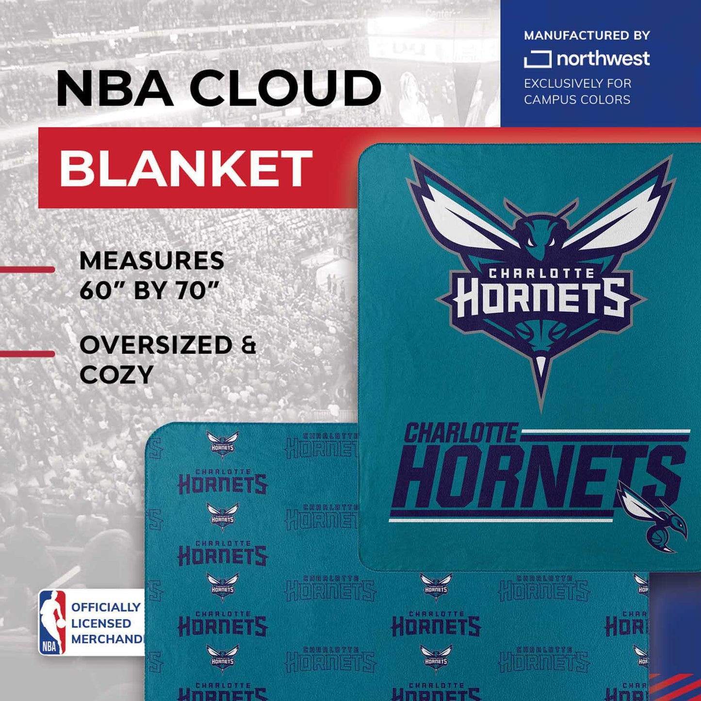 Charlotte Hornets NBA Double Sided Blanket - Teal