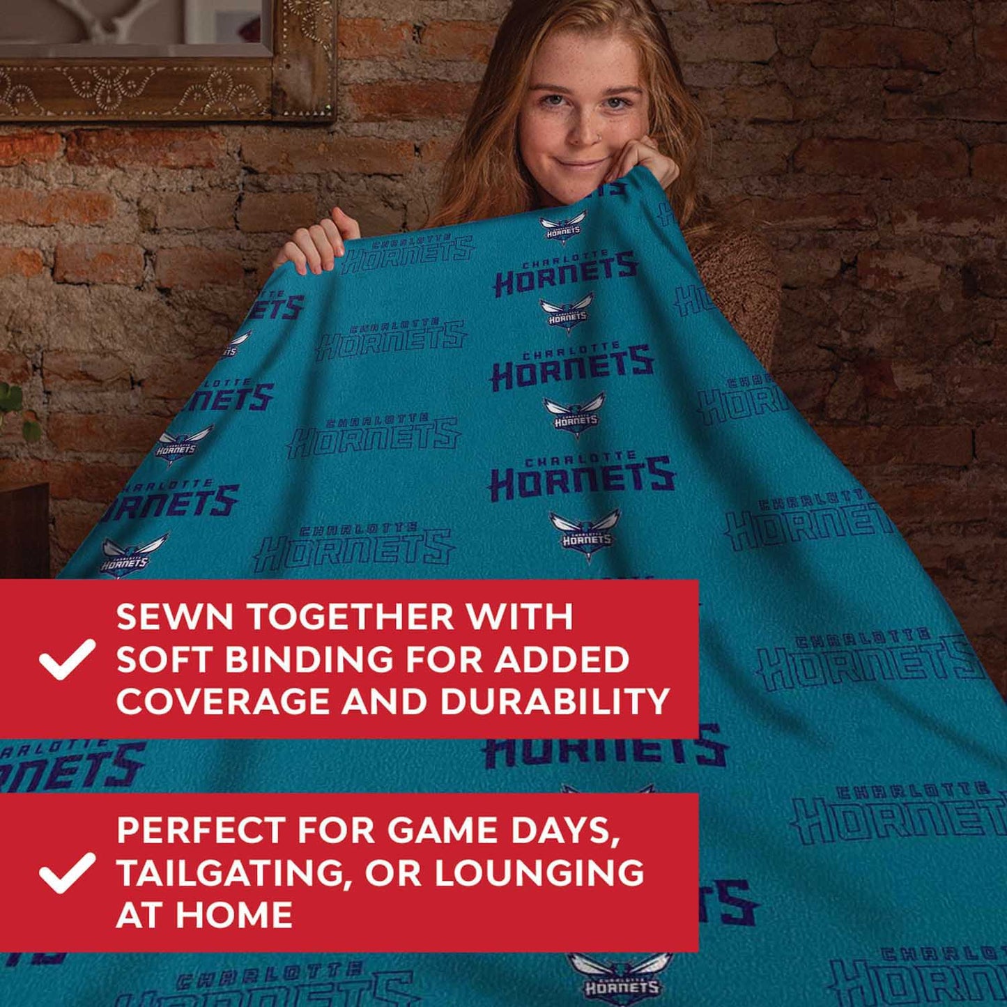 Charlotte Hornets NBA Double Sided Blanket - Teal