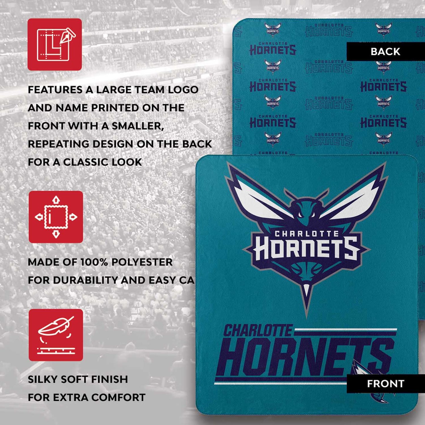 Charlotte Hornets NBA Double Sided Blanket - Teal