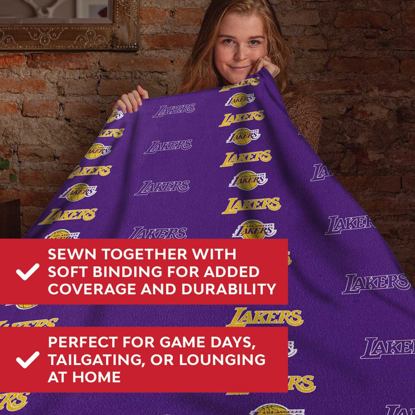 Los Angeles Lakers NBA Double Sided Blanket - Purple