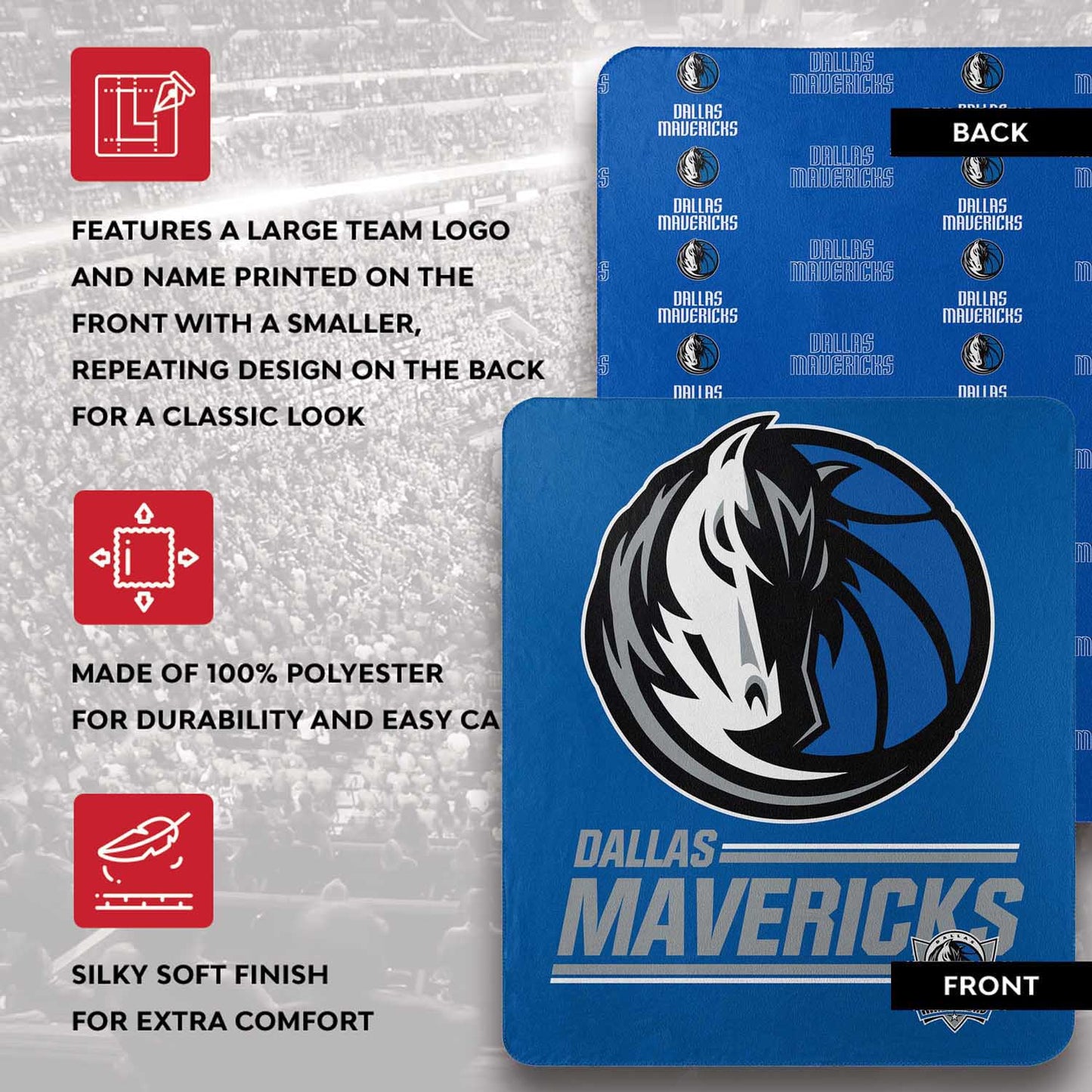 Dallas Mavericks NBA Double Sided Blanket - Blue