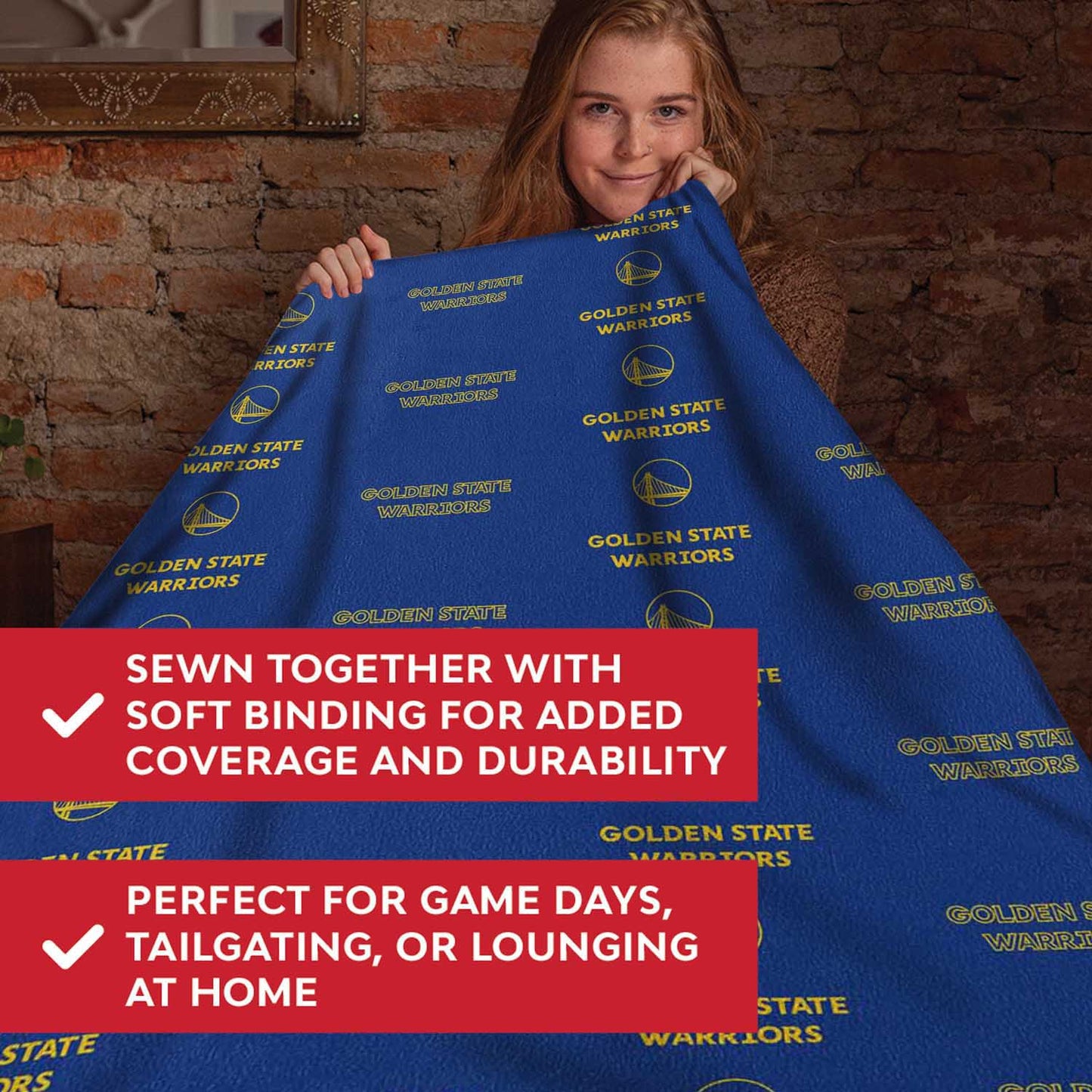 Golden State Warriors NBA Double Sided Blanket - Royal