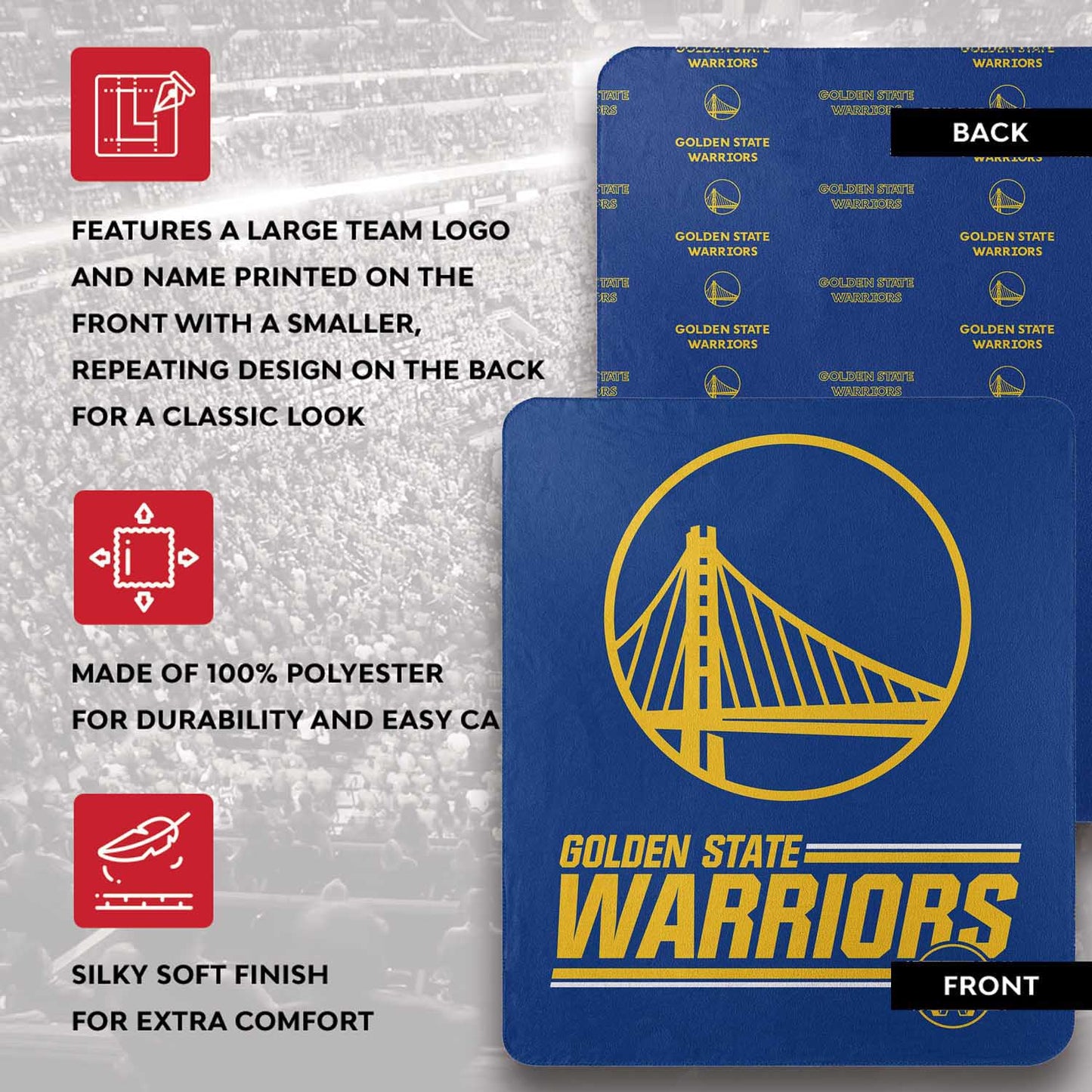 Golden State Warriors NBA Double Sided Blanket - Royal