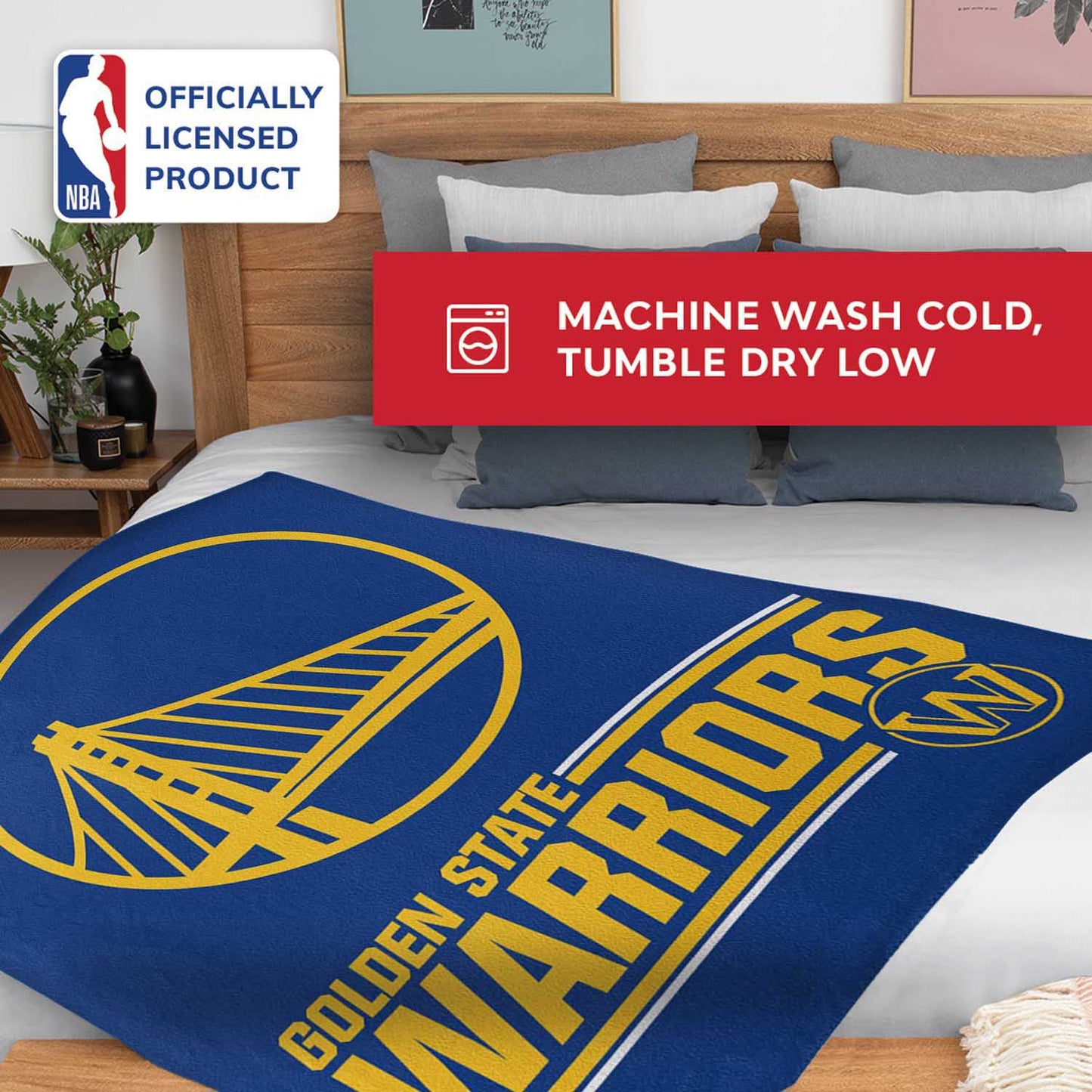 Golden State Warriors NBA Double Sided Blanket - Royal