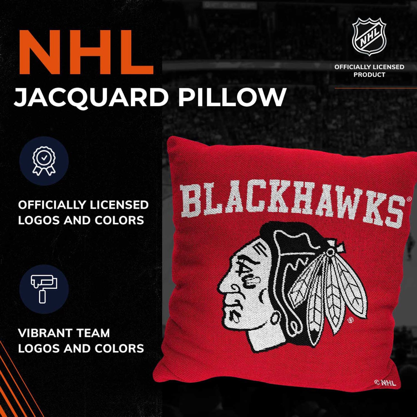 Chicago Blackhawks NHL Decorative Pillows- Enhance Your Space with Woven Throw Pillows - Red