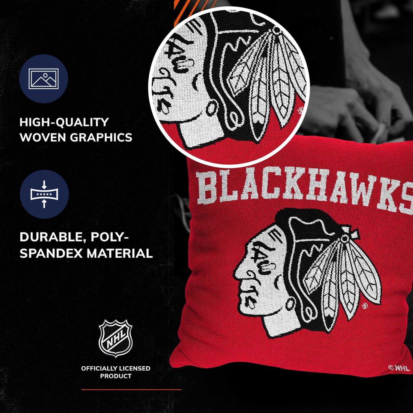 Chicago Blackhawks NHL Decorative Pillows- Enhance Your Space with Woven Throw Pillows - Red