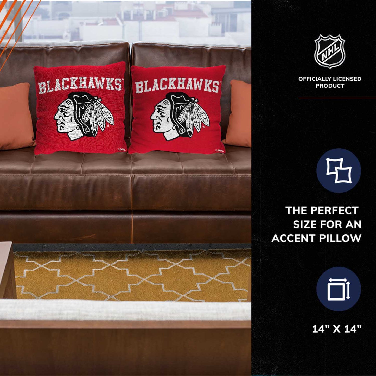 Chicago Blackhawks NHL Decorative Pillows- Enhance Your Space with Woven Throw Pillows - Red