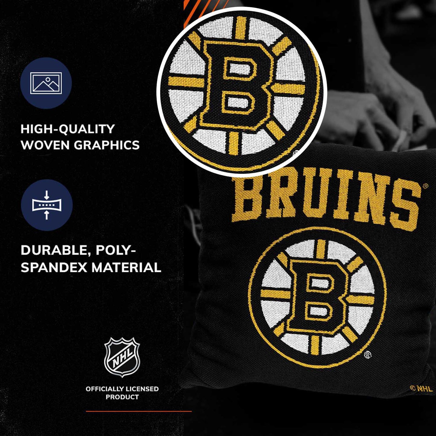 Boston Bruins NHL Decorative Pillows- Enhance Your Space with Woven Throw Pillows - Black