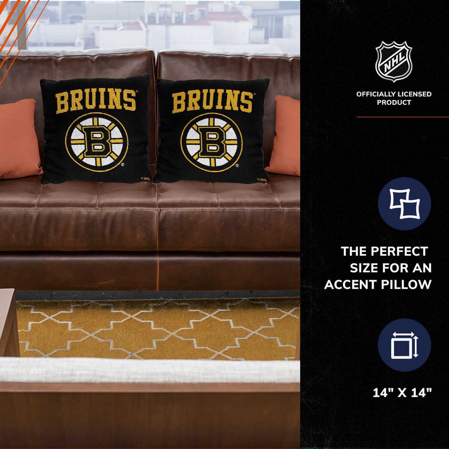 Boston Bruins NHL Decorative Pillows- Enhance Your Space with Woven Throw Pillows - Black