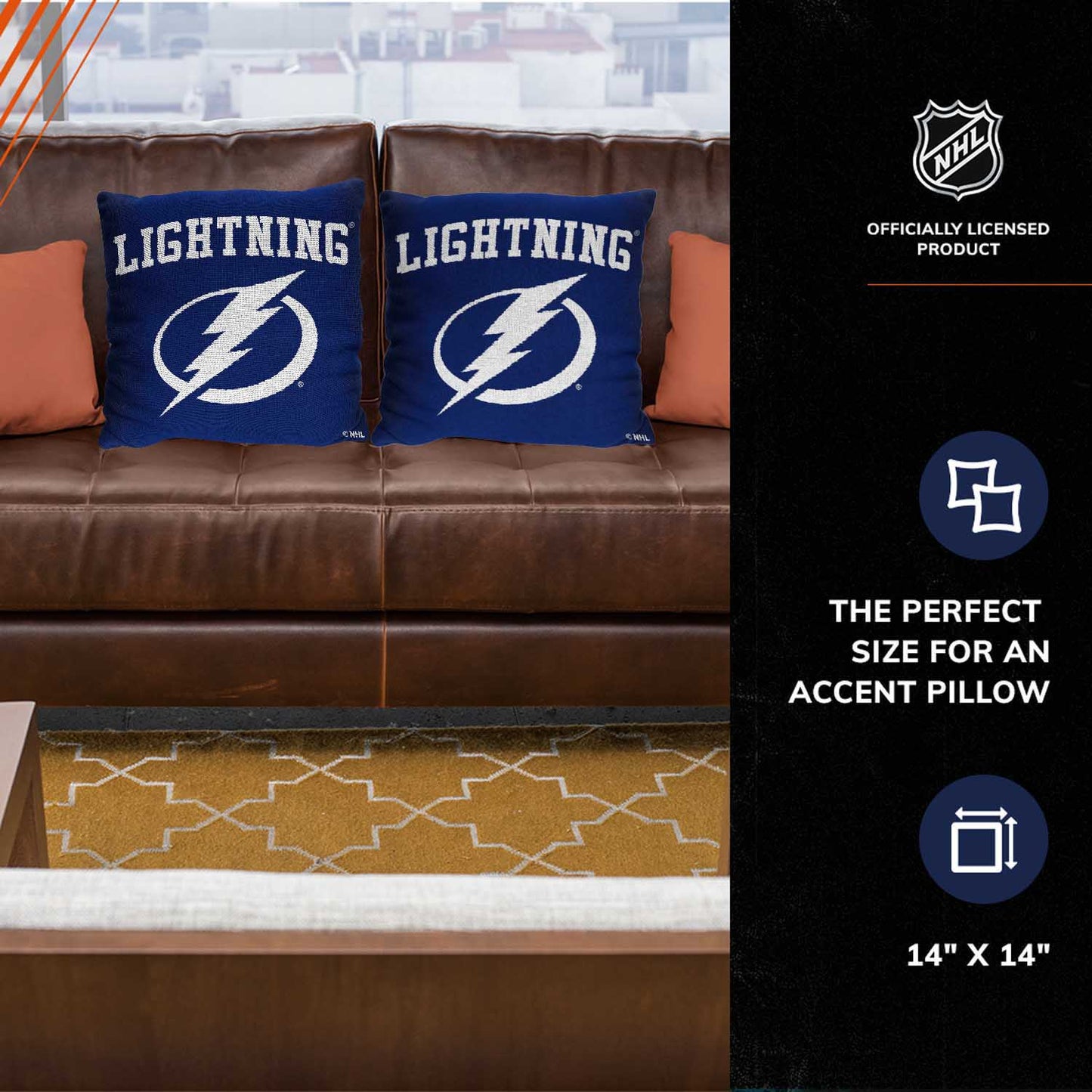 Tampa Bay Lightning NHL Decorative Pillows- Enhance Your Space with Woven Throw Pillows - Blue