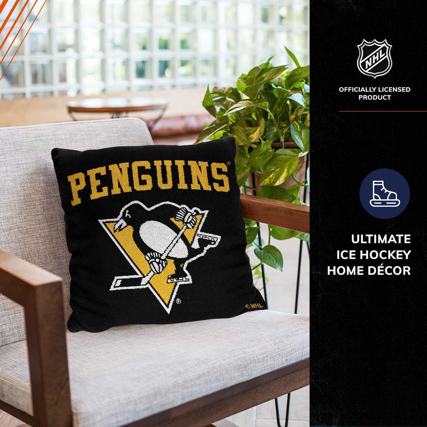 Pittsburgh Penguins NHL Decorative Pillows- Enhance Your Space with Woven Throw Pillows - Black