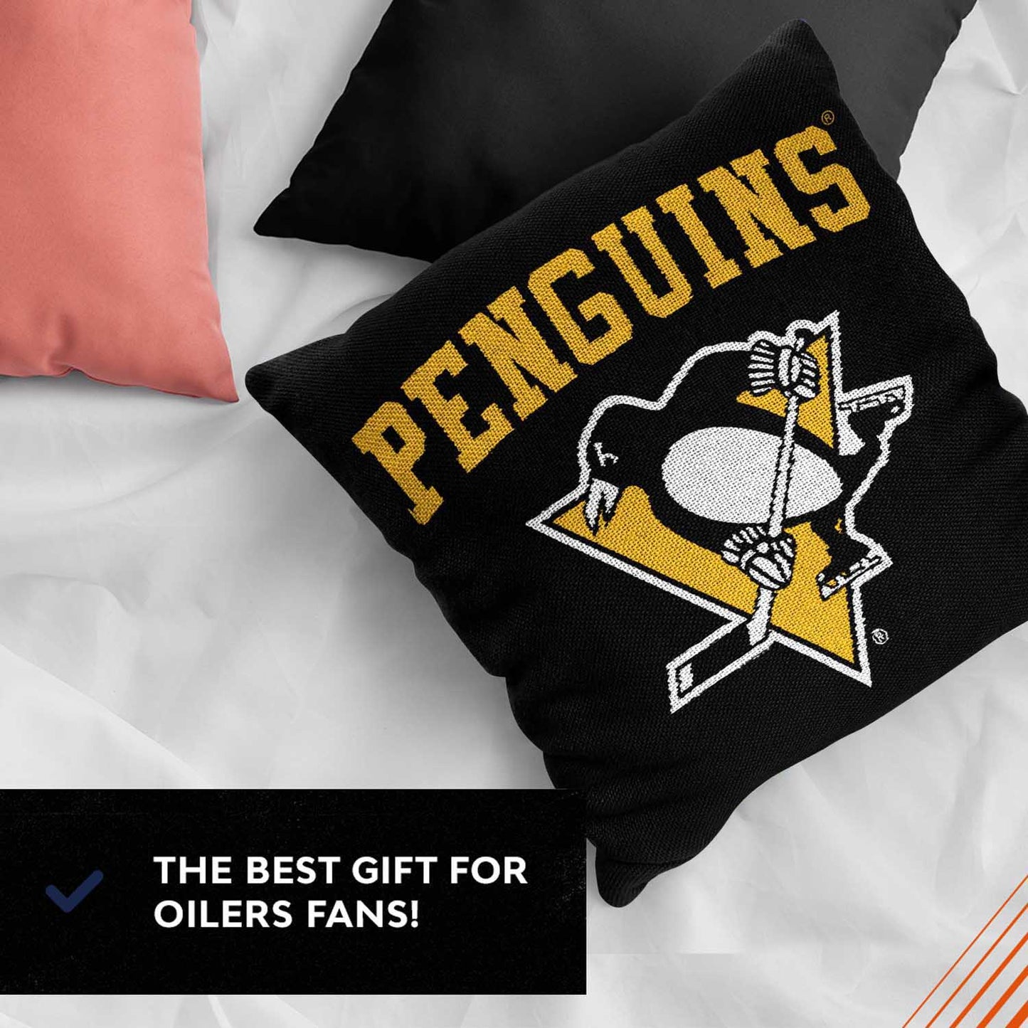 Pittsburgh Penguins NHL Decorative Pillows- Enhance Your Space with Woven Throw Pillows - Black