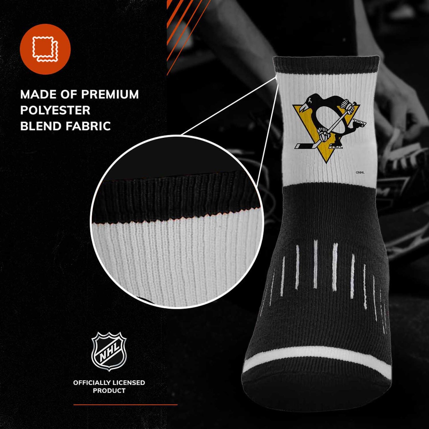 Pittsburgh Penguins NHL Youth Surge Socks - Black