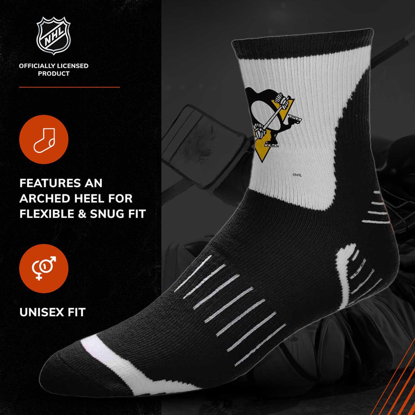 Pittsburgh Penguins NHL Youth Surge Socks - Black