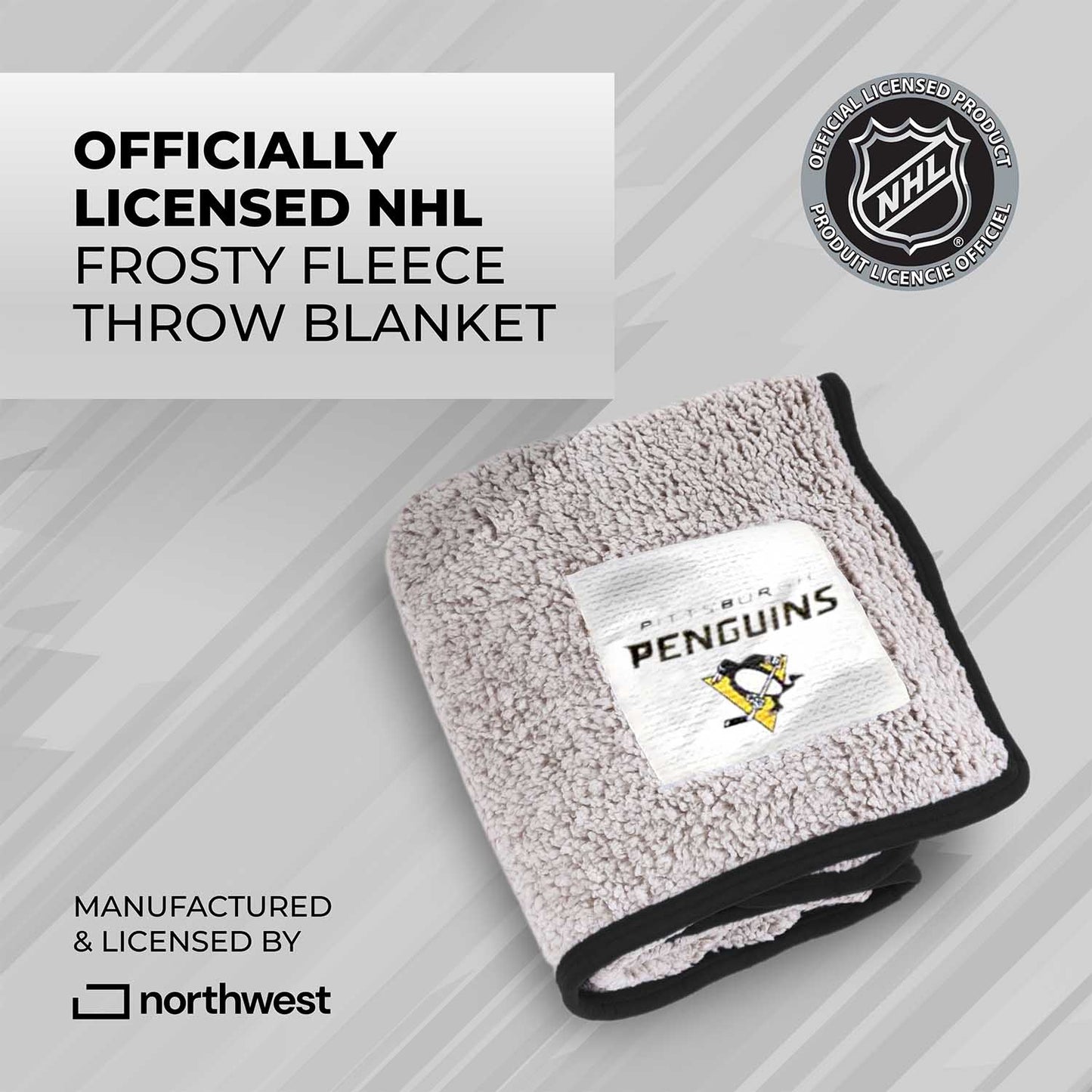 Pittsburgh Penguins NHL Silk Touch Sherpa Throw Blanket - Black