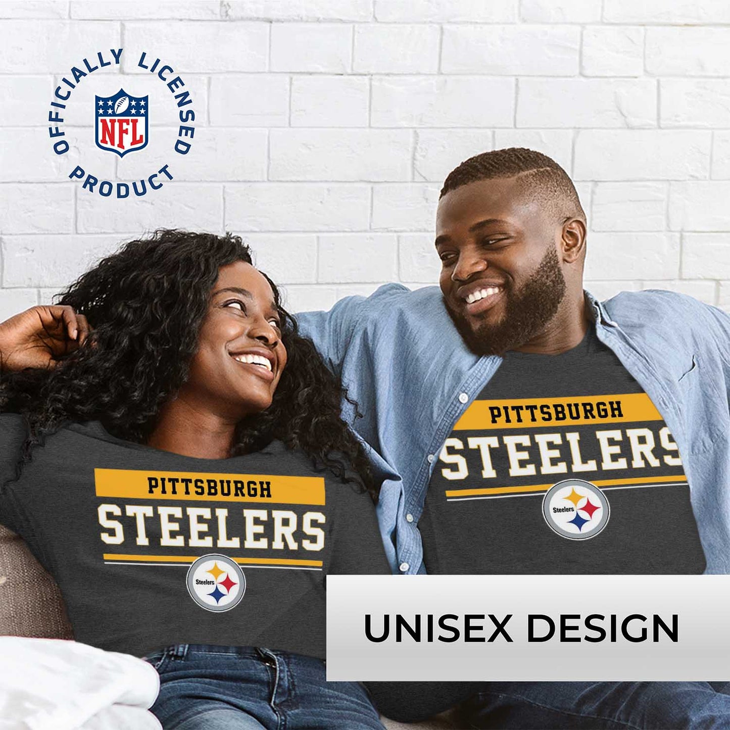 Pittsburgh Steelers NFL Adult Charcoal Long Sleeve T Shirt - Charcoal
