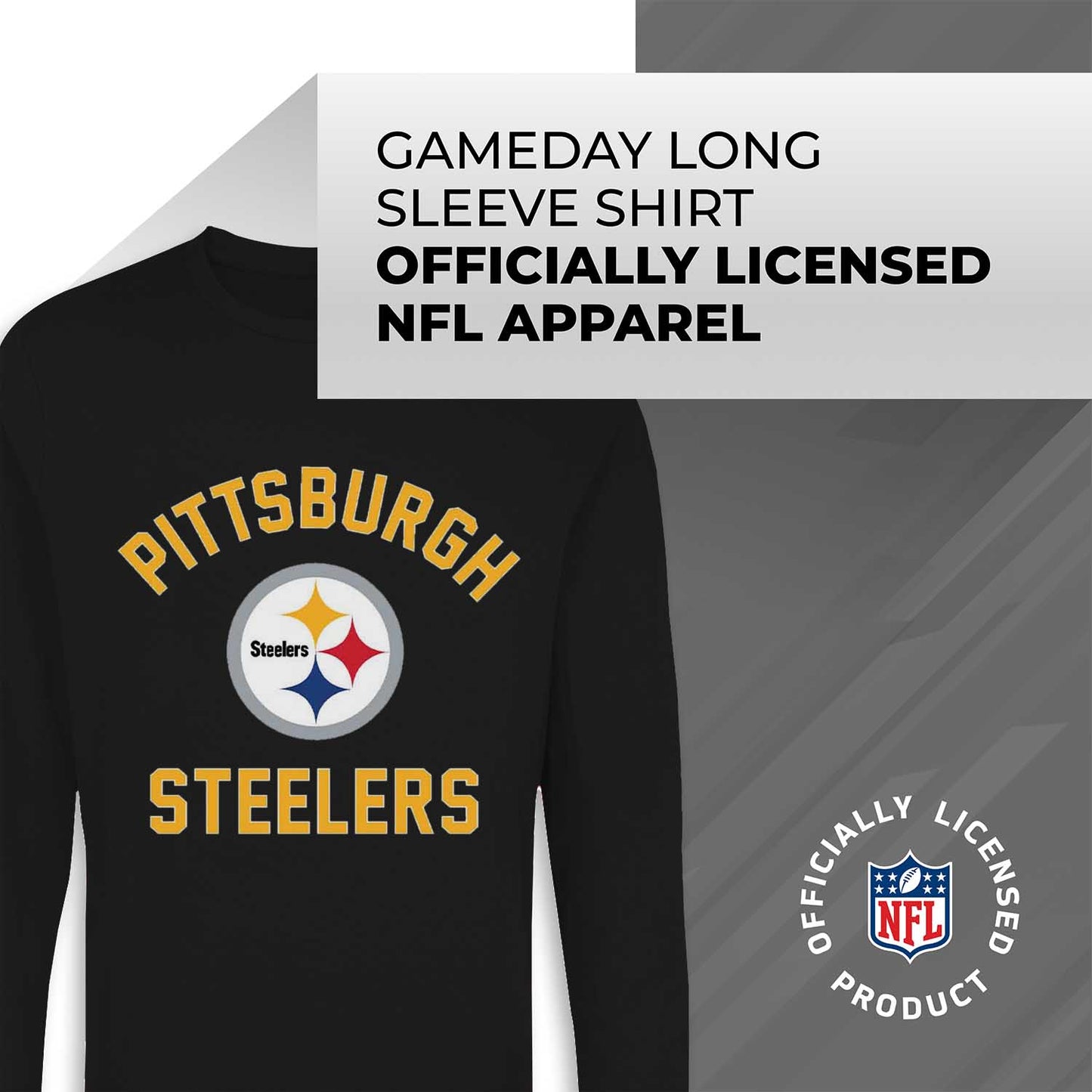 Pittsburgh Steelers NFL Gameday Adult Long Sleeve Shirt - Black
