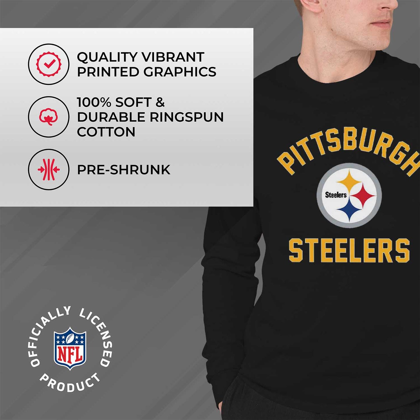 Pittsburgh Steelers NFL Gameday Adult Long Sleeve Shirt - Black