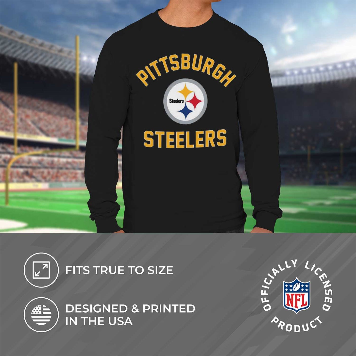 Pittsburgh Steelers NFL Gameday Adult Long Sleeve Shirt - Black