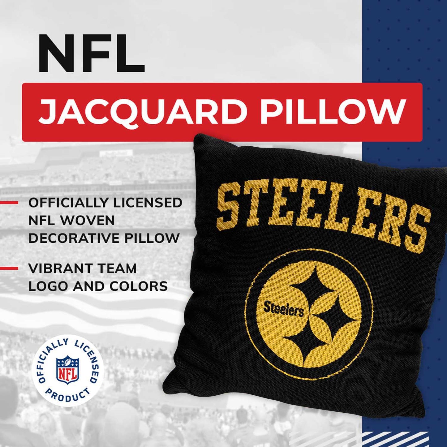 Pittsburgh Steelers NFL Decorative Football Throw Pillow - Black
