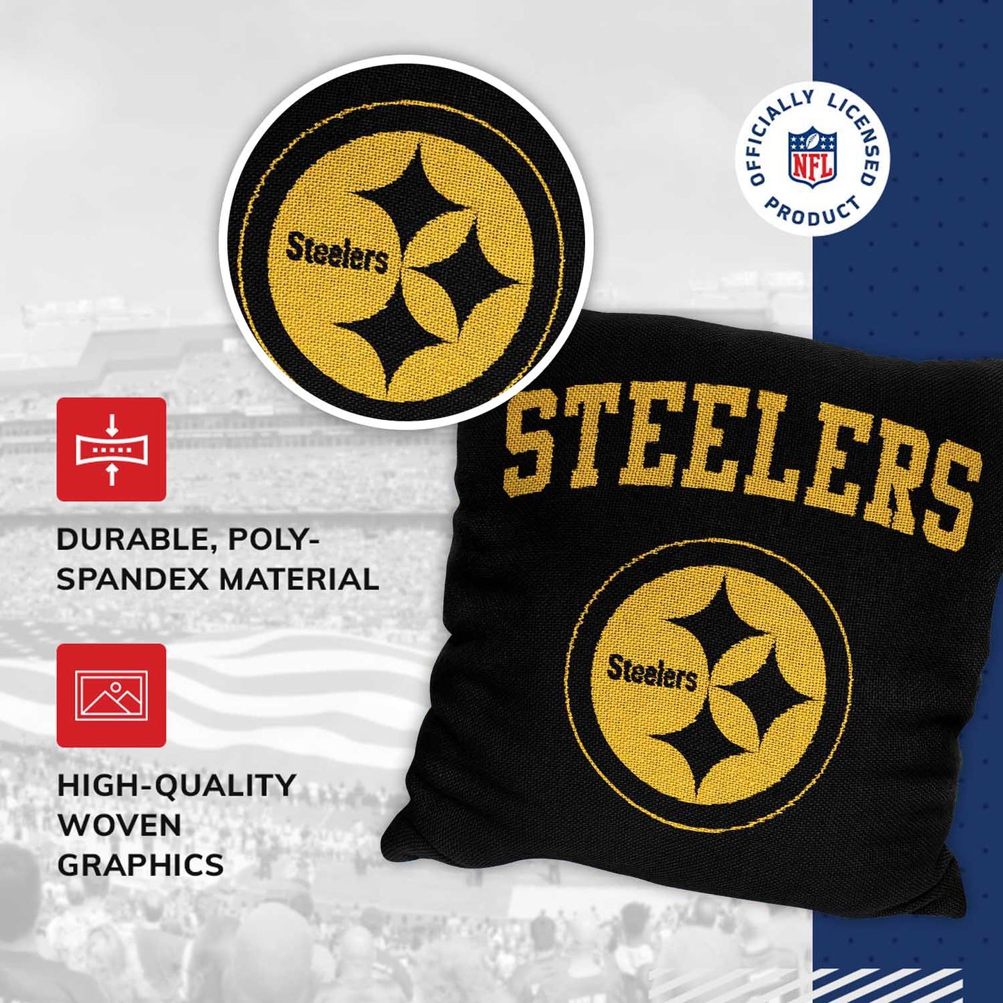 Pittsburgh Steelers NFL Decorative Football Throw Pillow - Black