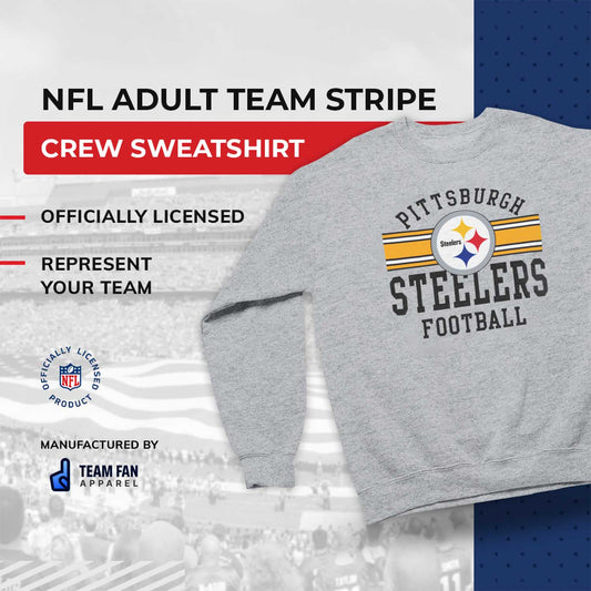 Pittsburgh Steelers NFL Team Stripe Crew Sweatshirt - Sport Gray
