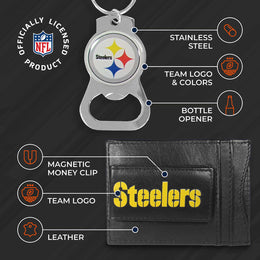 Pittsburgh Steelers NFL Bottle Opener Keychain Bundle - Black