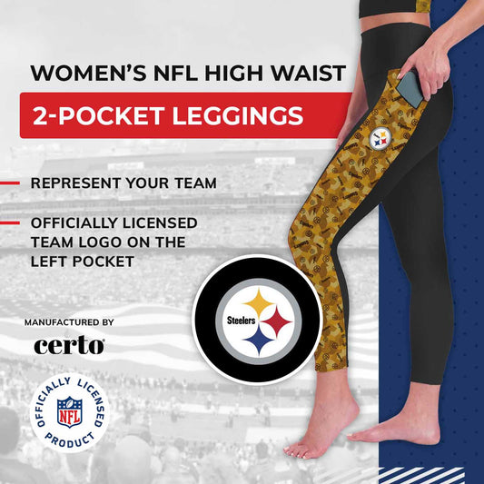 Pittsburgh Steelers NFL High Waisted Leggings for Women - Black