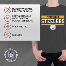 Pittsburgh Steelers NFL Youth Short Sleeve Charcoal T Shirt - Charcoal