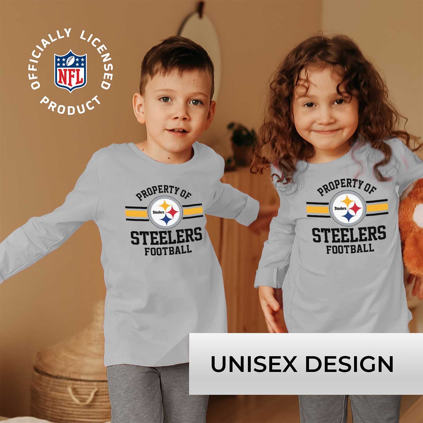 Pittsburgh Steelers NFL Youth Property Of Long Sleeve Lightweight T Shirt - Sport Gray