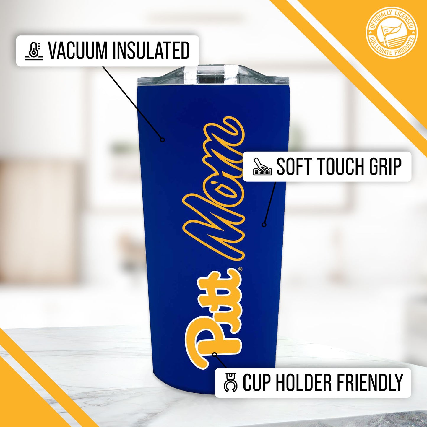Pitt Panthers NCAA Stainless Steel Travel Tumbler for Mom - Royal