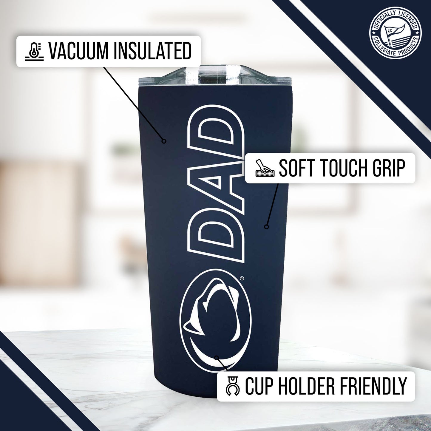 Penn State Nittany Lions NCAA Stainless Steel Travel Tumbler for Dad - Navy
