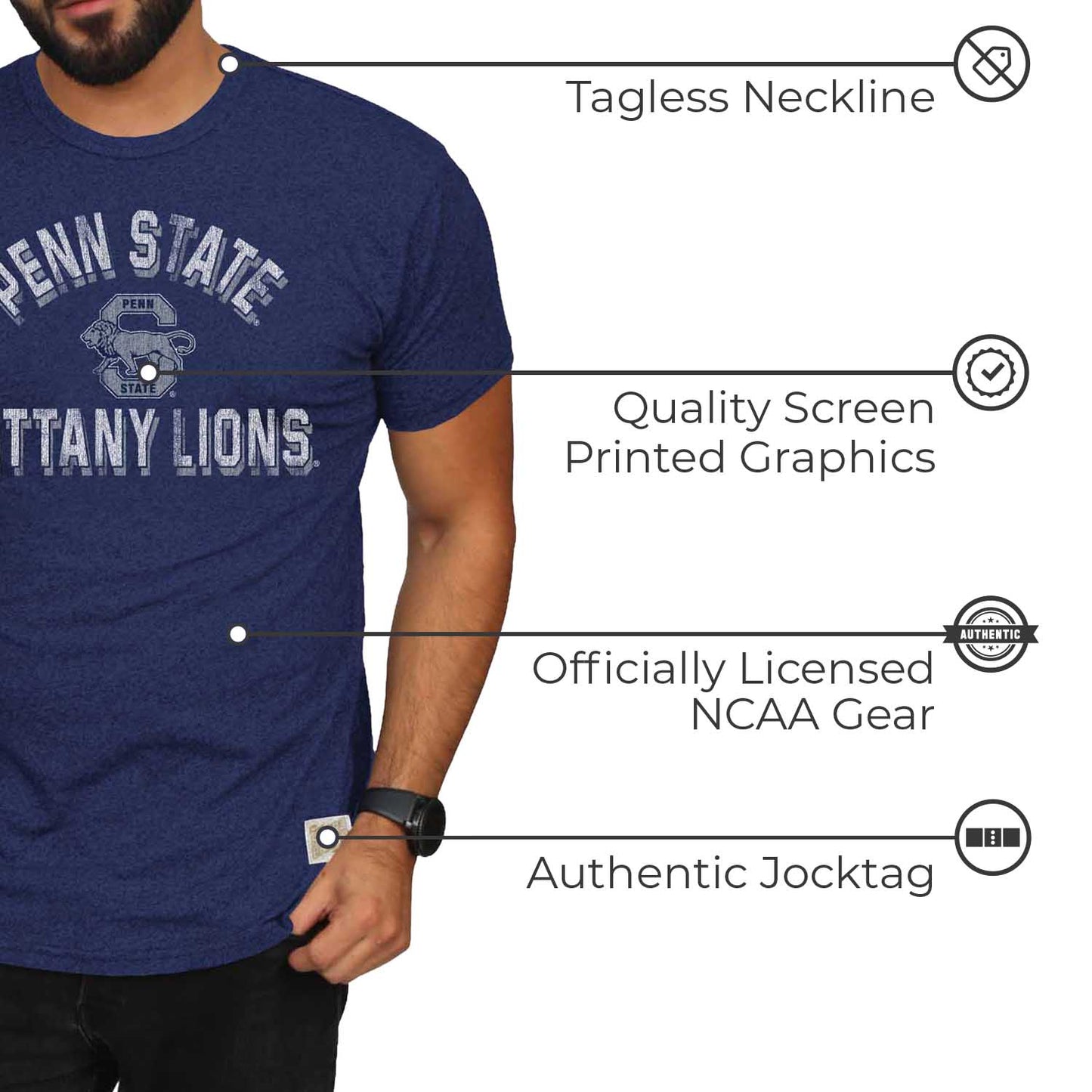 Penn State Nittany Lions Adult College Team Color T-Shirt - Navy