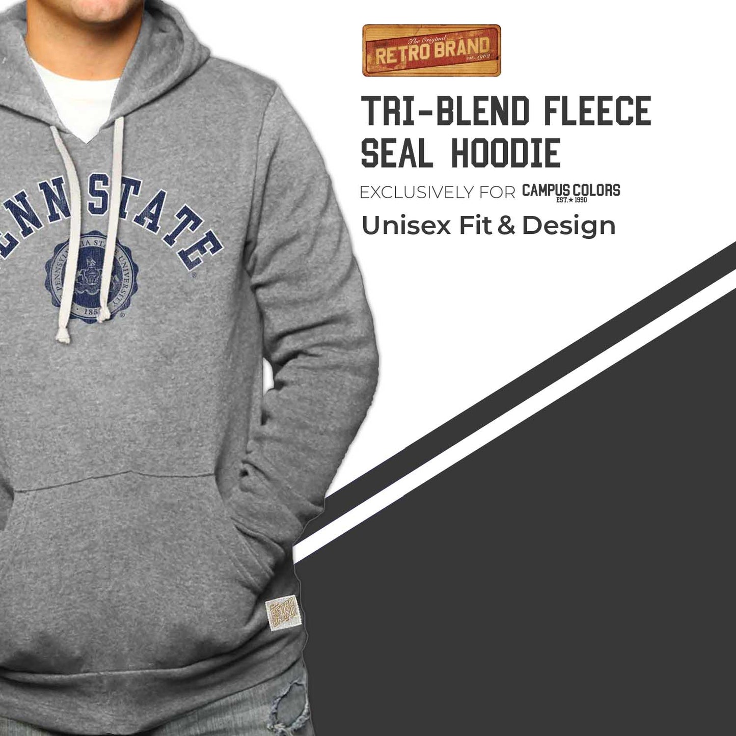 Penn State Nittany Lions College Gray University Seal Hooded Sweatshirt - Gray