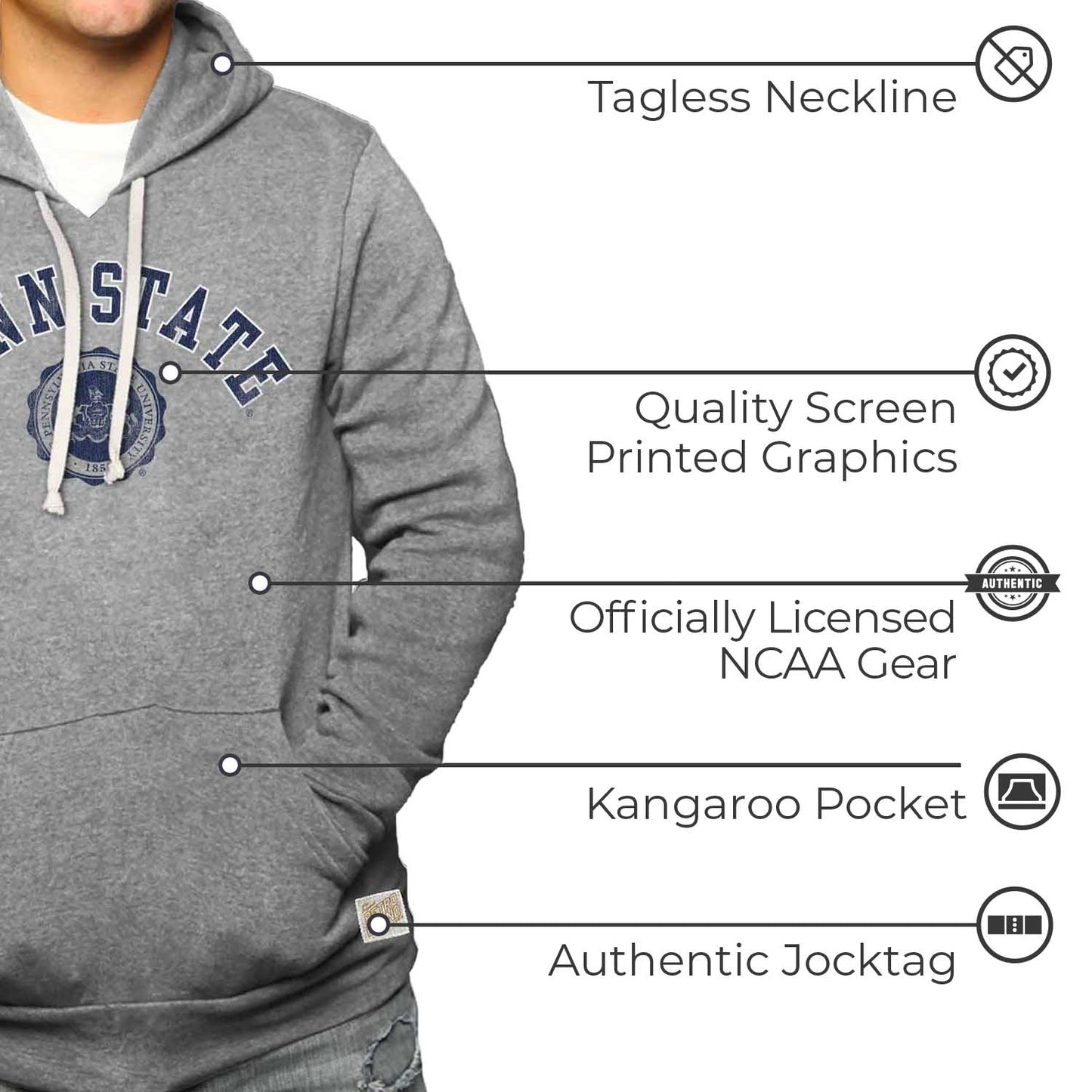 Penn State Nittany Lions College Gray University Seal Hooded Sweatshirt - Gray