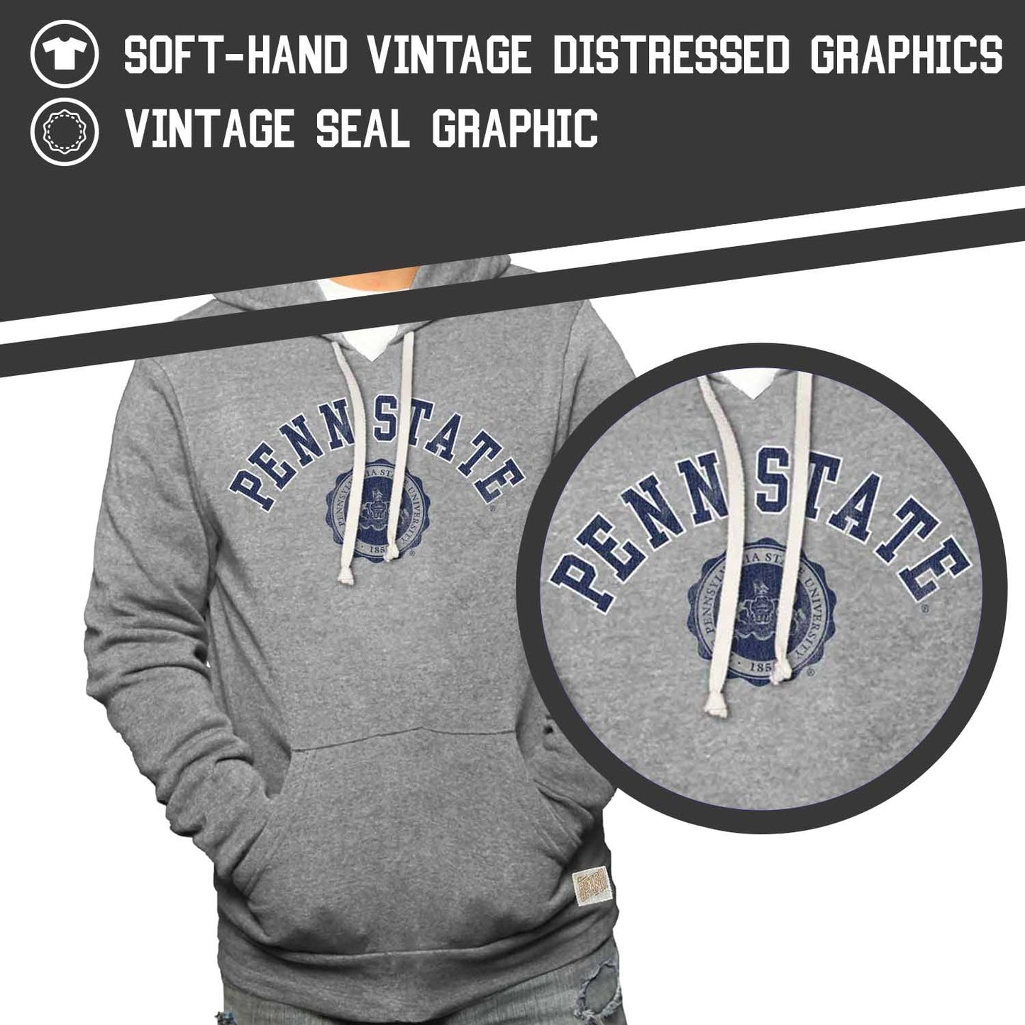 Penn State Nittany Lions College Gray University Seal Hooded Sweatshirt - Gray