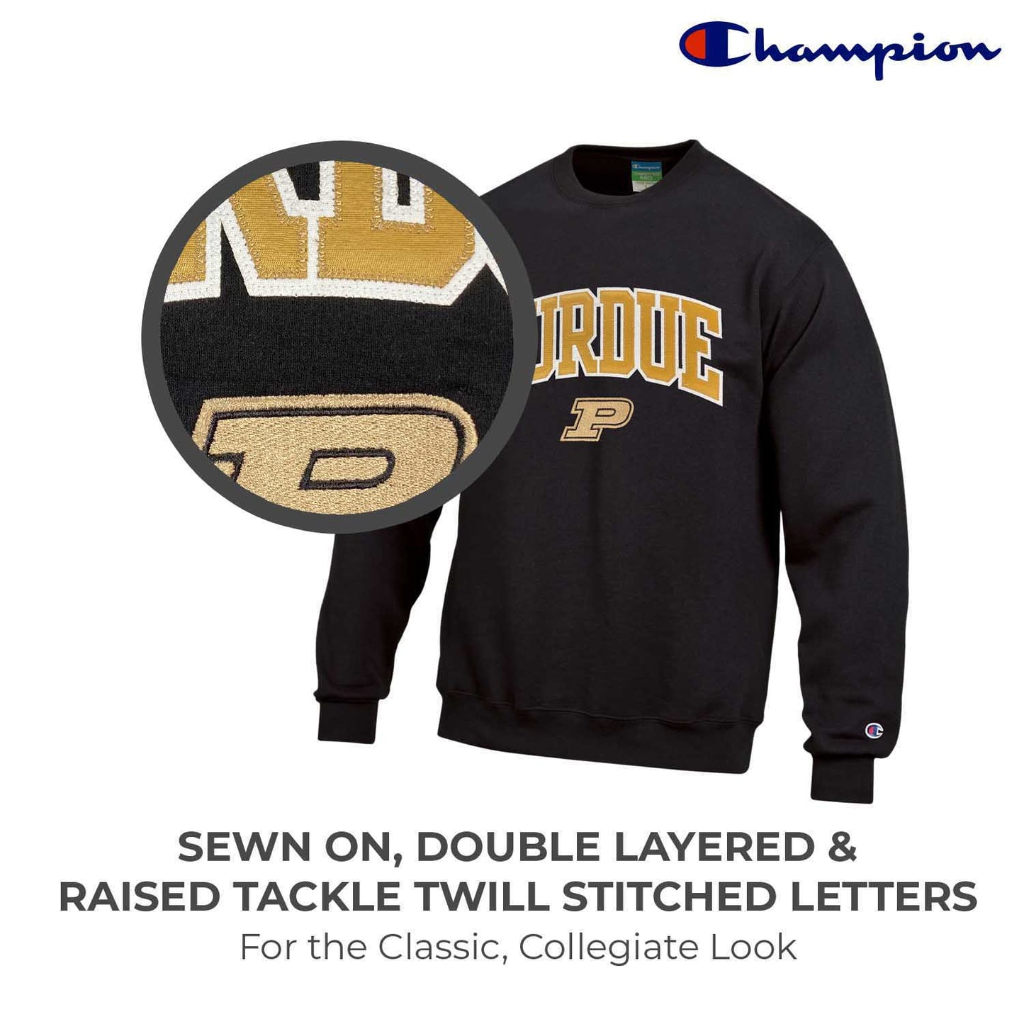 Purdue Boilermakers Adult Tackle Twill Crewneck - Black