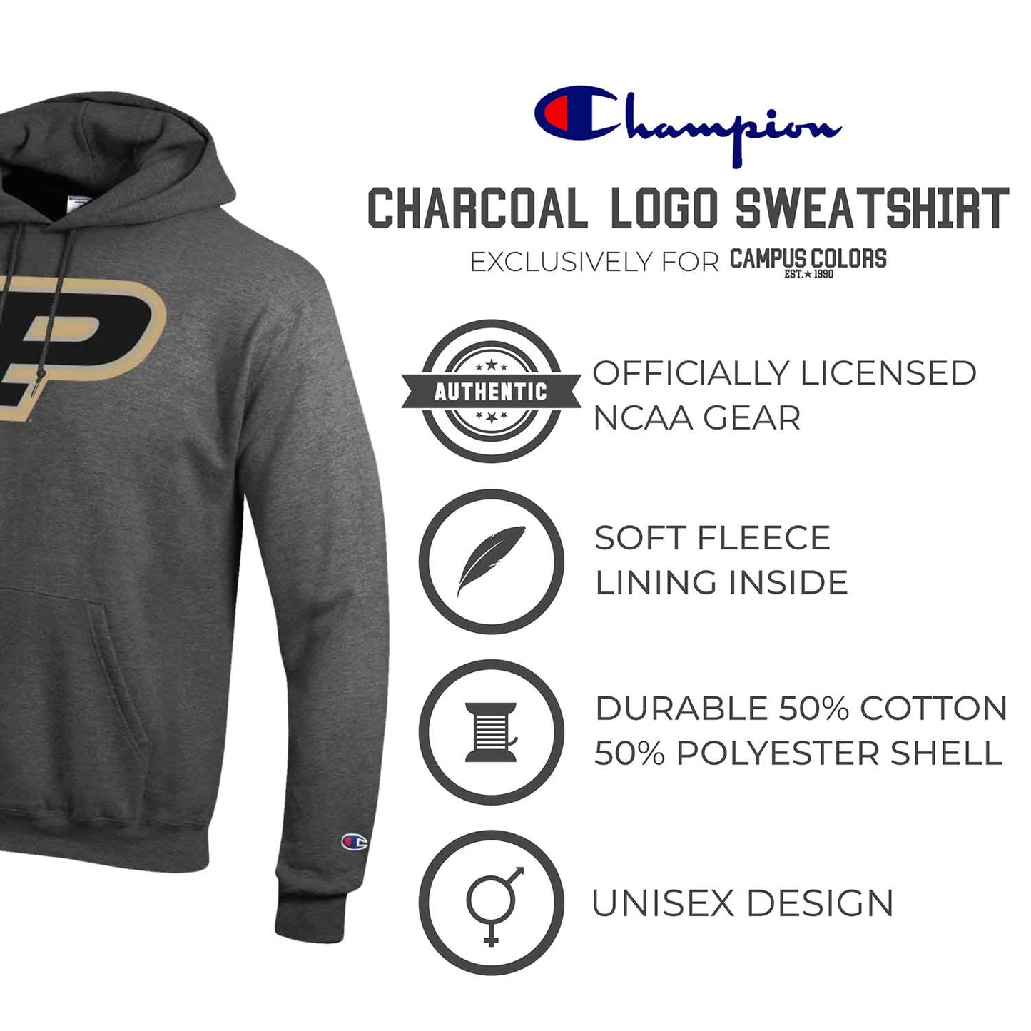Purdue Boilermakers Adult Mascot Fleece Hooded Sweatshirt - Charcoal