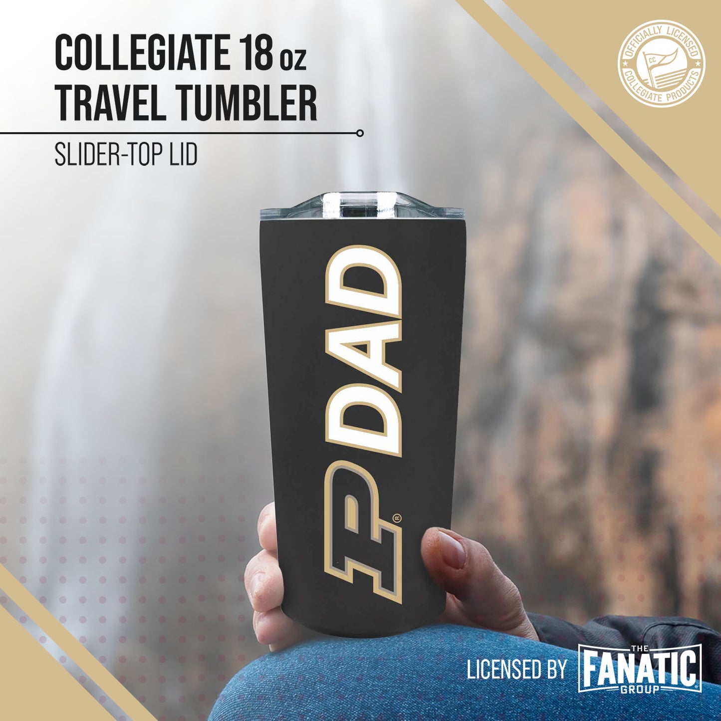 Purdue Boilermakers NCAA Stainless Steel Travel Tumbler for Dad - Black
