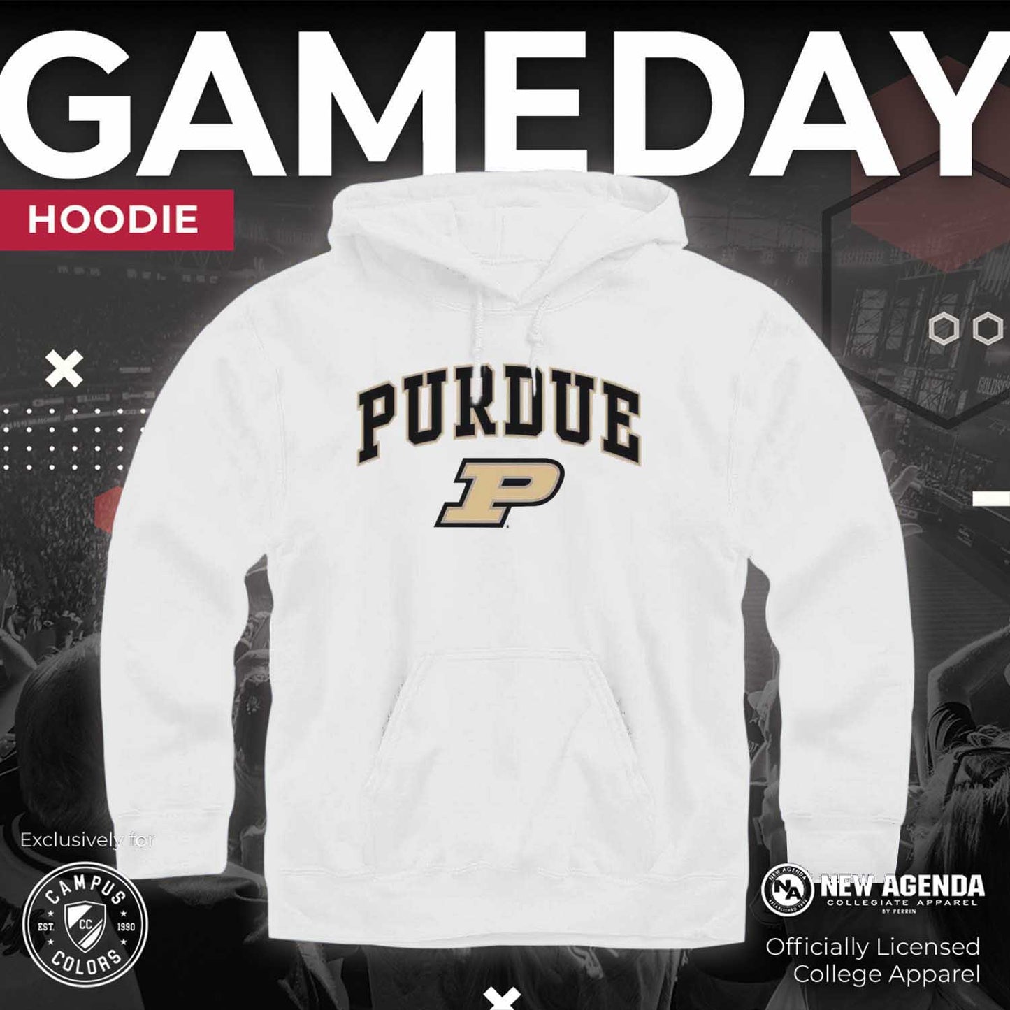 Purdue Boilermakers Adult Arch & Logo Soft Style Gameday Hooded Sweatshirt - White