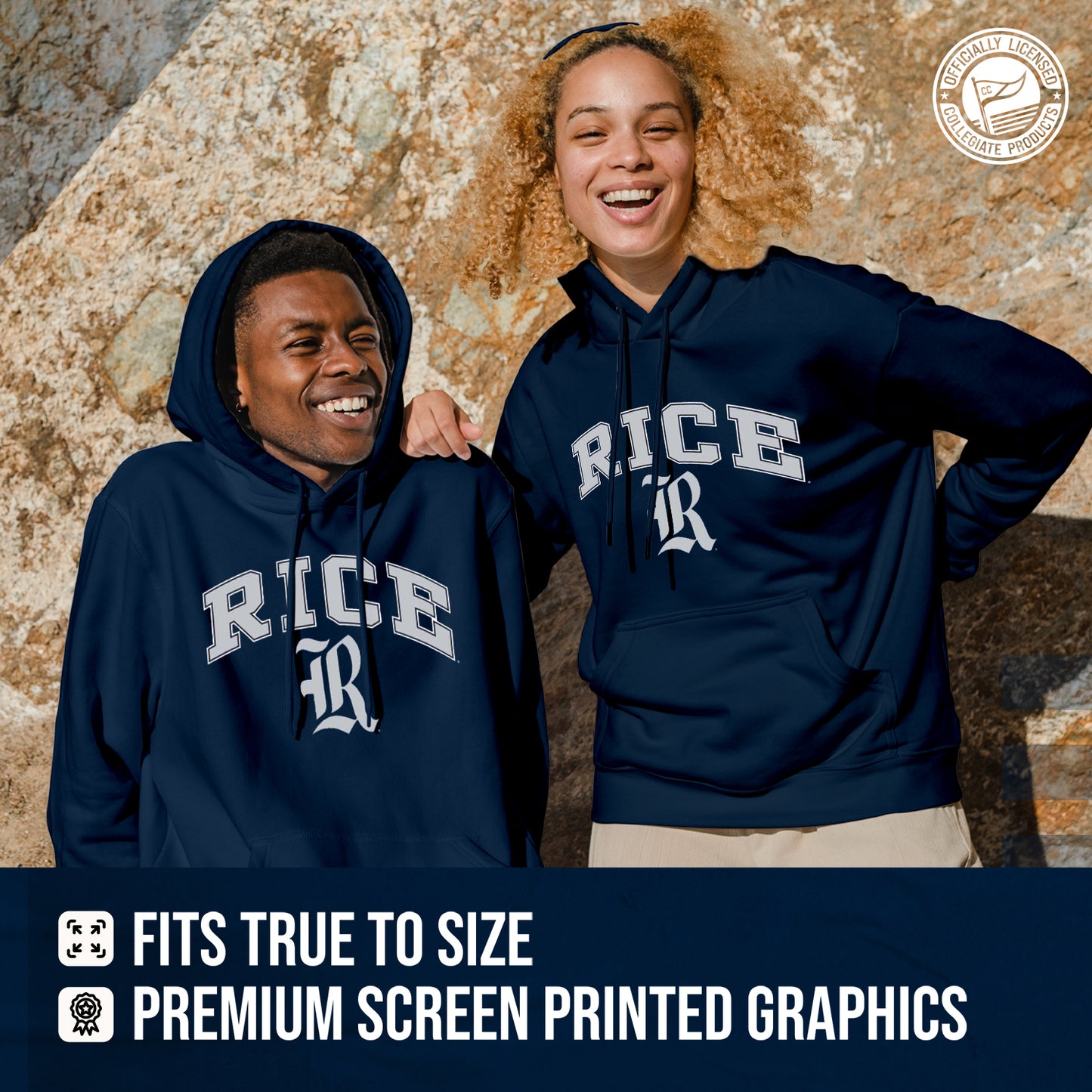 Rice Owls Adult Arch & Logo Soft Style Gameday Hooded Sweatshirt - Navy